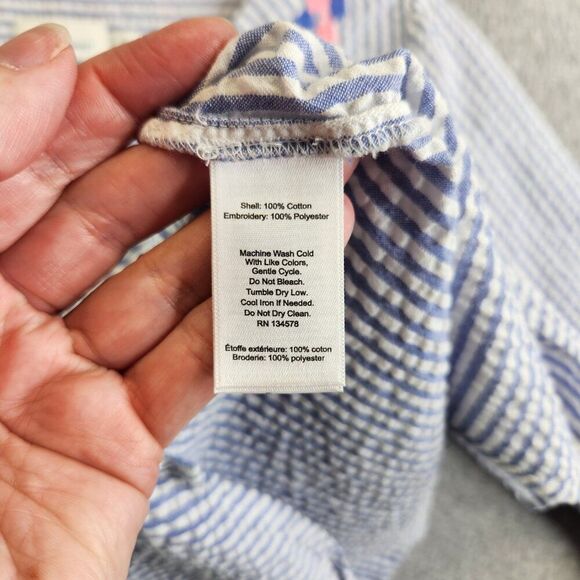 Vineyard Vines Top Womens M Seersucker Savannah Popover Peasant Resortwear - Picture 6 of 12
